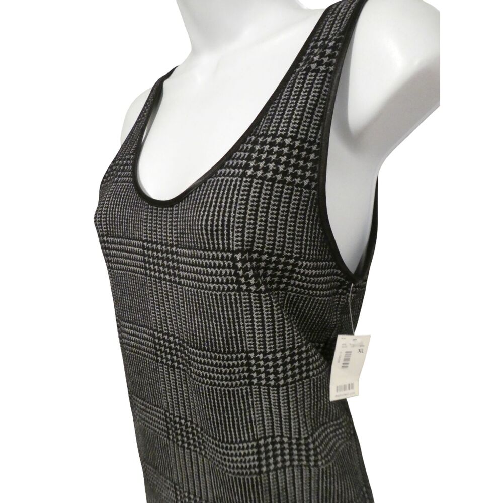 NEW Vintage 90s The Limited Tank Top Nylon Spandex Houndstooth Plaid Satin Trim